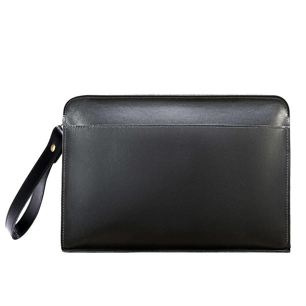 KIMLUD, 100% Genuine Leather Clutch Bag With Wrist Band Ipad Iphone Clutches For Male Men Hand Bag Real Cowskin Clutch Purse Gift, Design1 Black, KIMLUD APPAREL - Womens Clothes