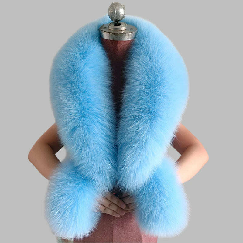 KIMLUD, 100% Natural Fox Fur Scarf And Cuff Set Women Winter Jacket Fur Collar Authentic Neck Scarves Luxury Fox Fur Warm Neck Warmers, KIMLUD Womens Clothes