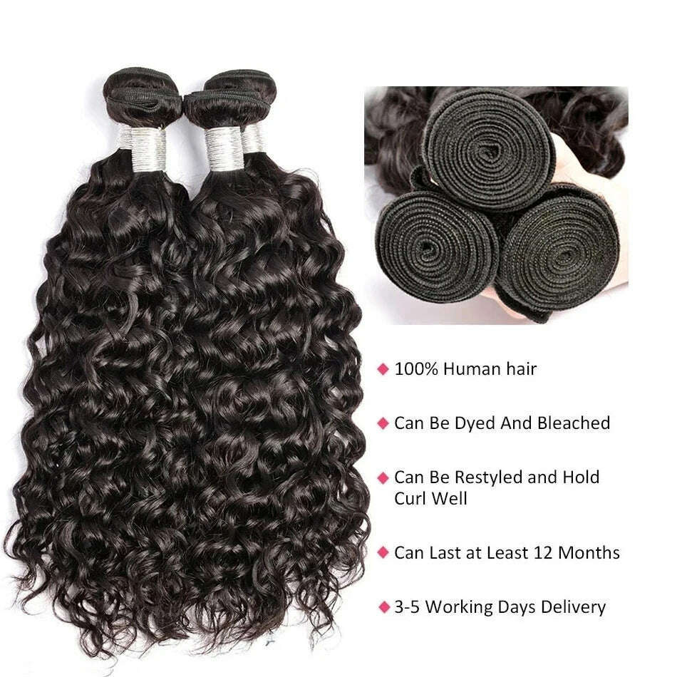 100% Unprocessed Malaysian Remy Human Hair Weave Extensions Curly Deep Wave Hair Bundles cheveux humain 12A Water Wave Bundles - KIMLUD