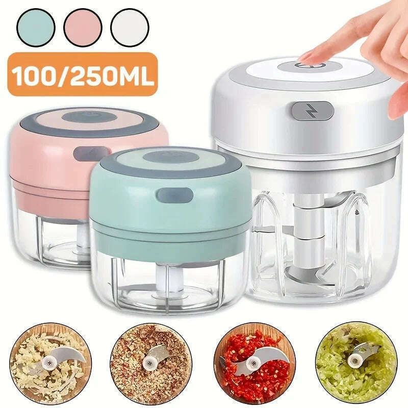 KIMLUD, 100/250ml Wireless Electric Garlic Masher Vegetable Fruit Cutter Kitchen Gadgets for Home USB Portable Food Crusher Meat Grinder, KIMLUD Womens Clothes