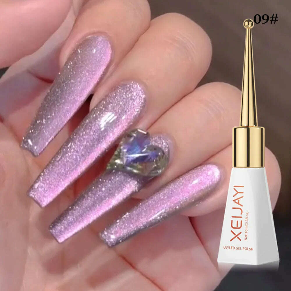 KIMLUD, 10ml Glitter Cat eye Magnetic Nail Gel Polish Semi Permanent Aurora Crystal Nail Gel Sparkling Soak Off UV Gel Nail Art Varnish, KIMLUD Womens Clothes