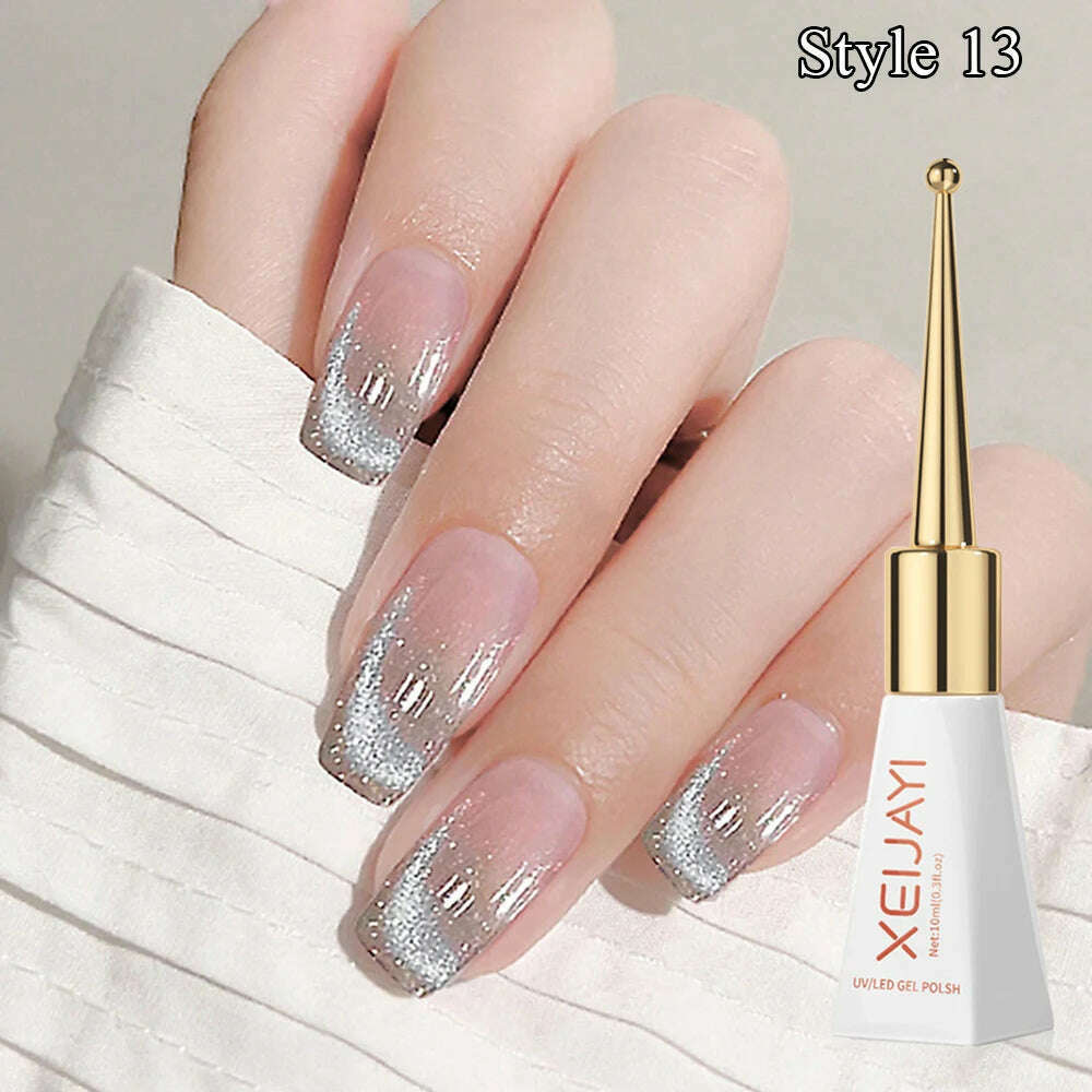 KIMLUD, 10ml Glitter Cat eye Magnetic Nail Gel Polish Semi Permanent Aurora Crystal Nail Gel Sparkling Soak Off UV Gel Nail Art Varnish, 18, KIMLUD APPAREL - Womens Clothes