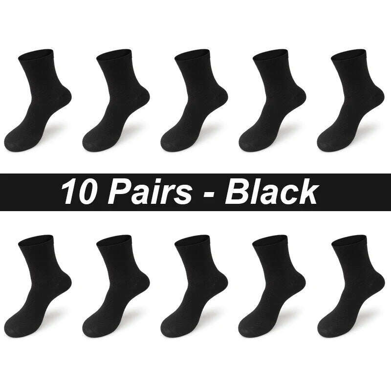 KIMLUD, 10Pairs/Lot Men's Bamboo Fiber Socks Long Black Business Soft Breathable New High Quality  Autumn for Male Socks Plus Size 39-48, 10 Pairs Black / EU 43-48(Plus Size) / CHINA, KIMLUD APPAREL - Womens Clothes