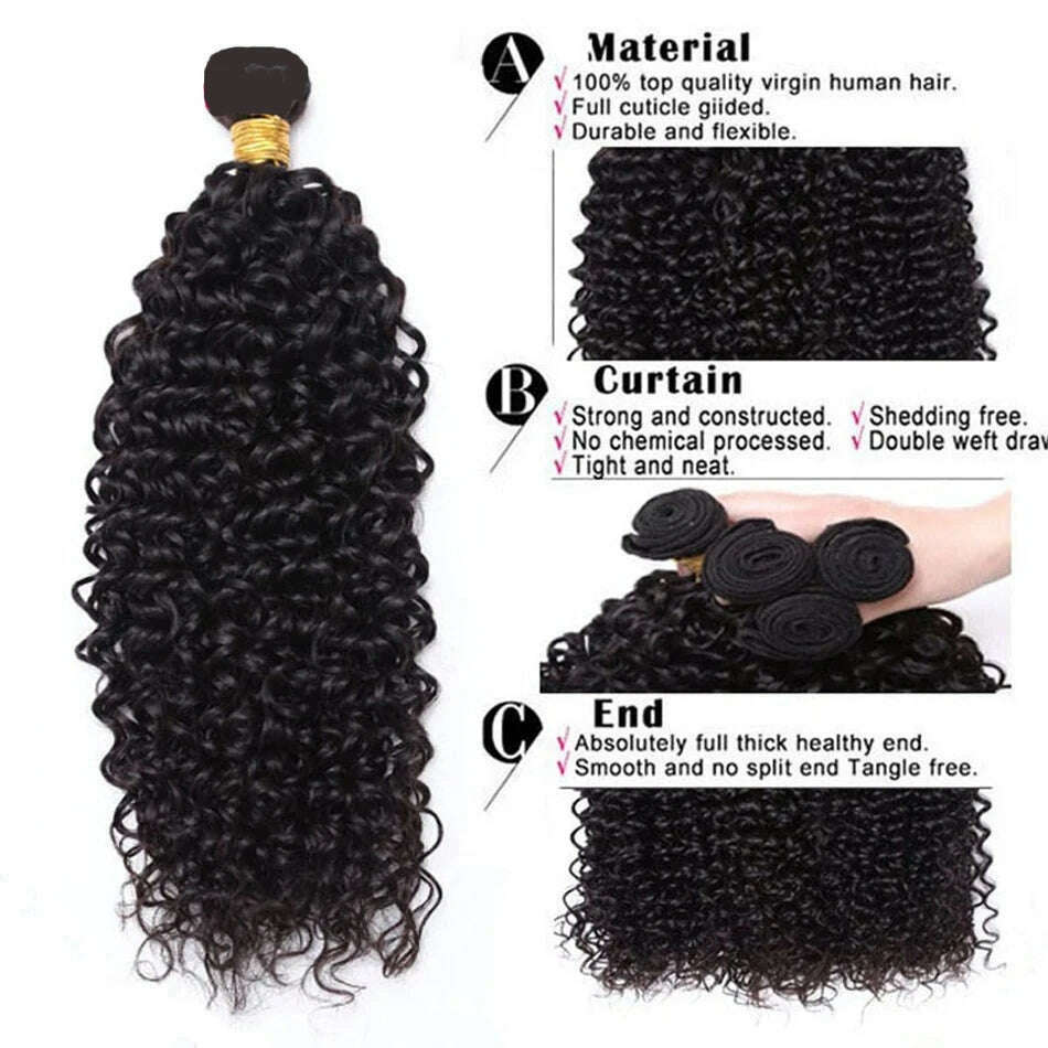 12A Brazilian Wet and Wavy Bundles Virgin Human Hair Weave 4 Bundle Deals Afro Kinky Curly Hair Extension Cheveux Humain Bundles - KIMLUD