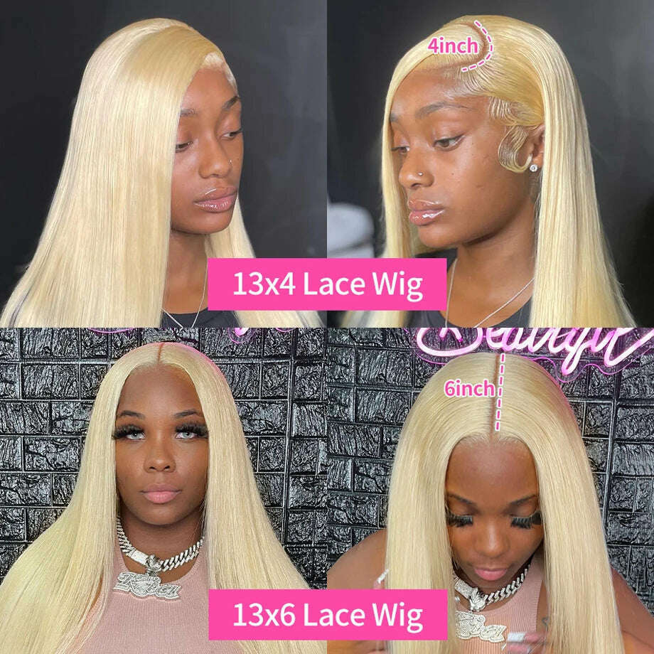 13x6 HD Transparent 613 Blonde Lace Frontal Human Hair Wigs 613 Wig Brazilian Hair Bone Straight 13x4 Lace Front Human Hair Wig - KIMLUD