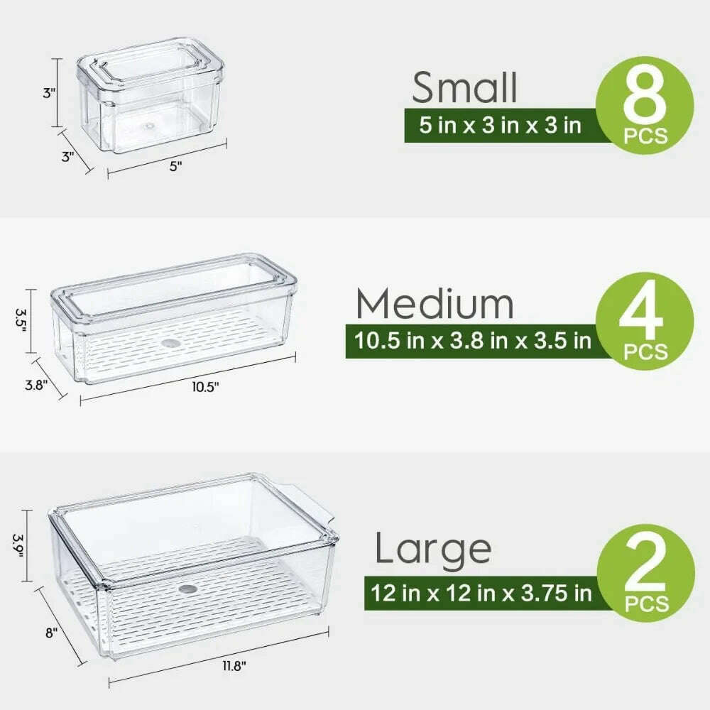 KIMLUD, 14 Pack Fridge Organizer, Stackable Refrigerator Organizer Bins with Lids, BPA-Free Fridge Organizers and Storage Containers, KIMLUD Womens Clothes