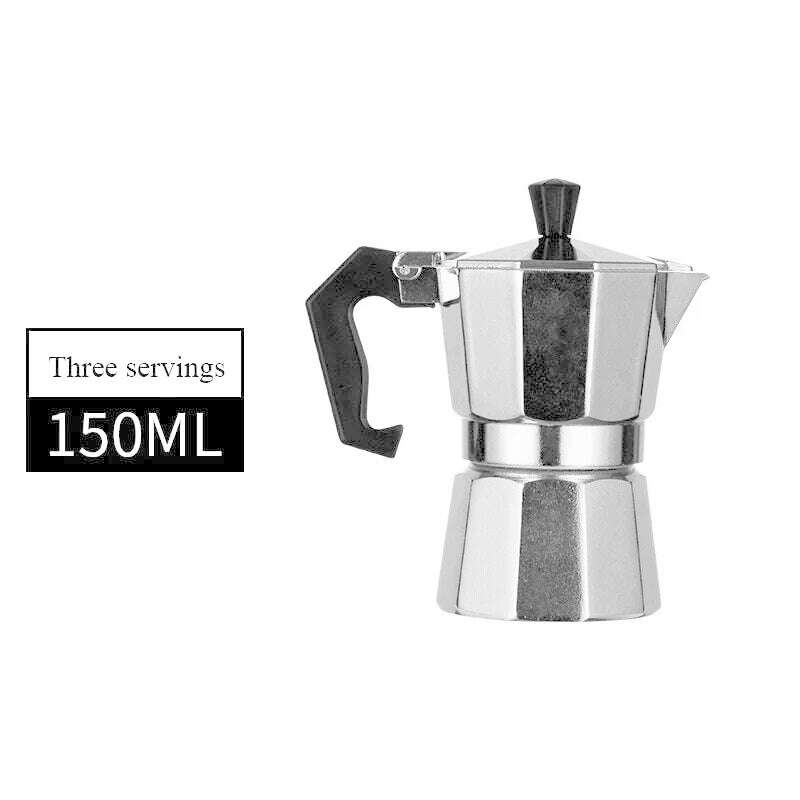 KIMLUD, 150 300 600 Aluminum Moka Pot with Electric Burner Stove Top Coffee Maker Espresso Percolator Mocha Kettle Heater Home Household, 150ML, KIMLUD APPAREL - Womens Clothes