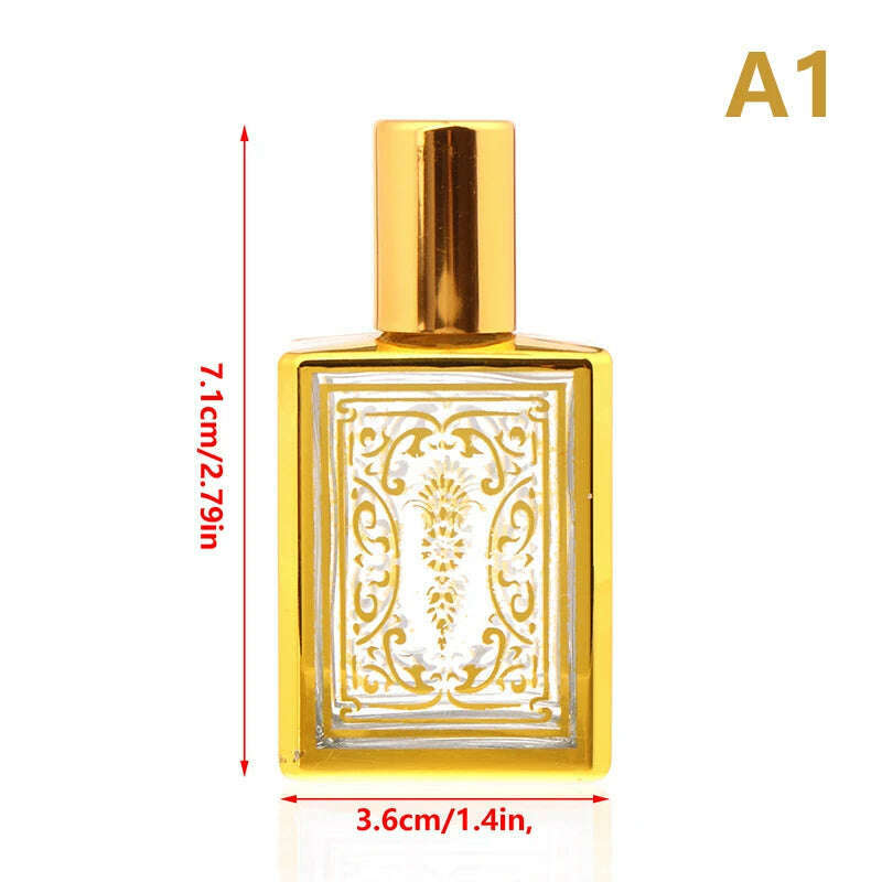 KIMLUD, 15ml Gold Arabic Crystal Attar Oil Bottle Essential Oil Bottle Glass Bottle For Perfume Oil With Roller Ball, KIMLUD Womens Clothes