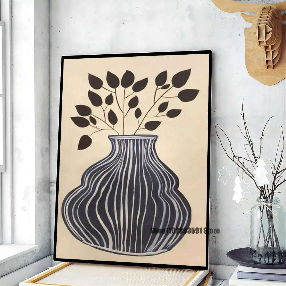 KIMLUD, 1pc Abstract Line Lemon Flower Vase Geometry Nordic Poster Paper Print Home Bedroom Entrance Bar Cafe Art Painting Decoration, z3 / 40x60cm No Frame, KIMLUD APPAREL - Womens Clothes