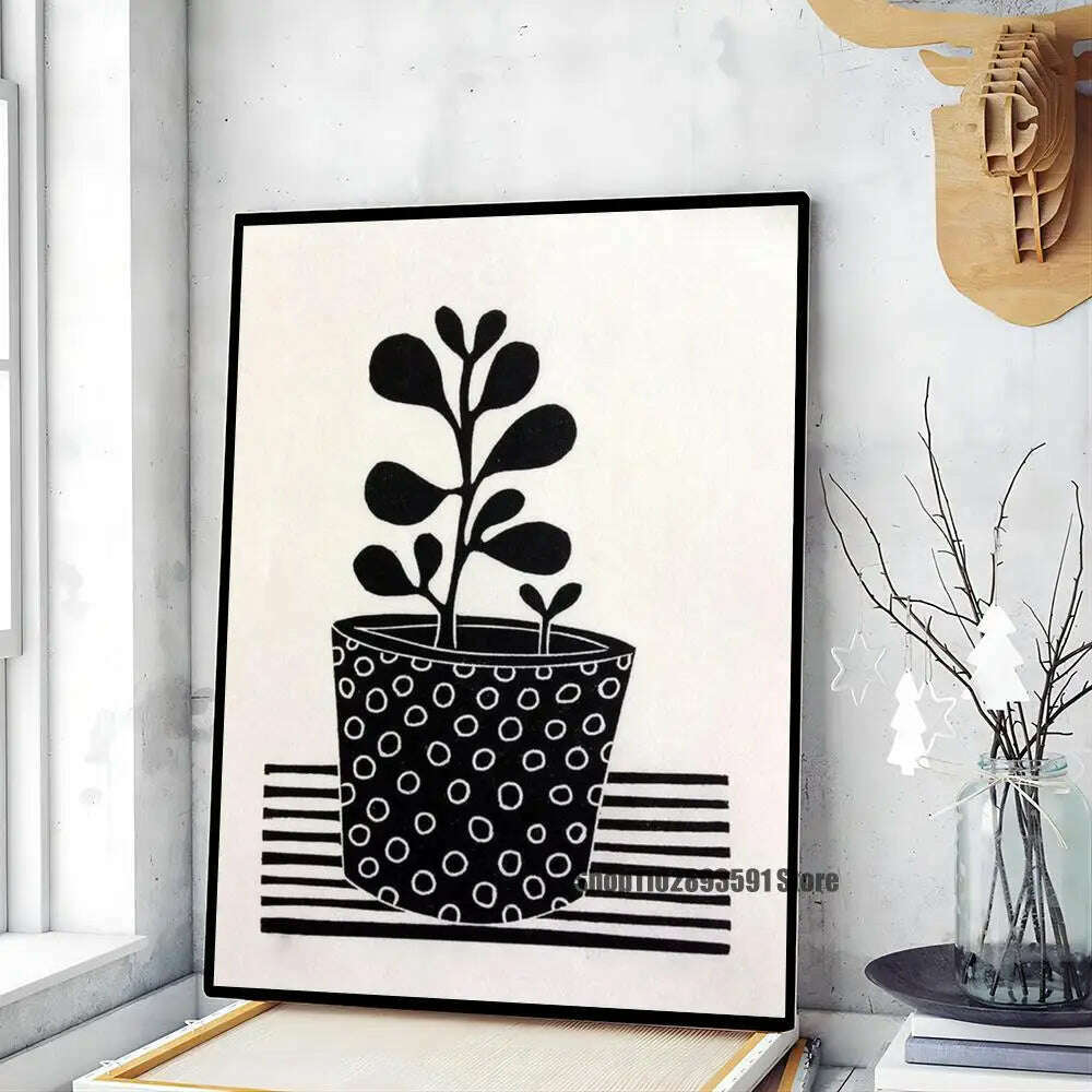 KIMLUD, 1pc Abstract Line Lemon Flower Vase Geometry Nordic Poster Paper Print Home Bedroom Entrance Bar Cafe Art Painting Decoration, z1 / 21x30cm No Frame, KIMLUD APPAREL - Womens Clothes