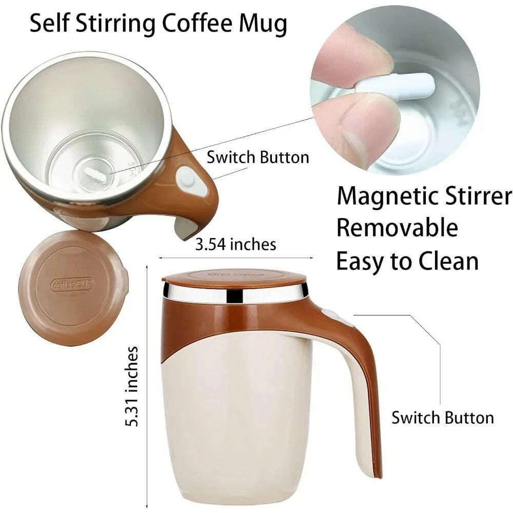 KIMLUD, 1pc Automatic Magnetic Stirring Coffee Mug Rotating Home Office Travel Mixing Cup Electric Stainless Steel Self Mixing Coffee, KIMLUD Womens Clothes