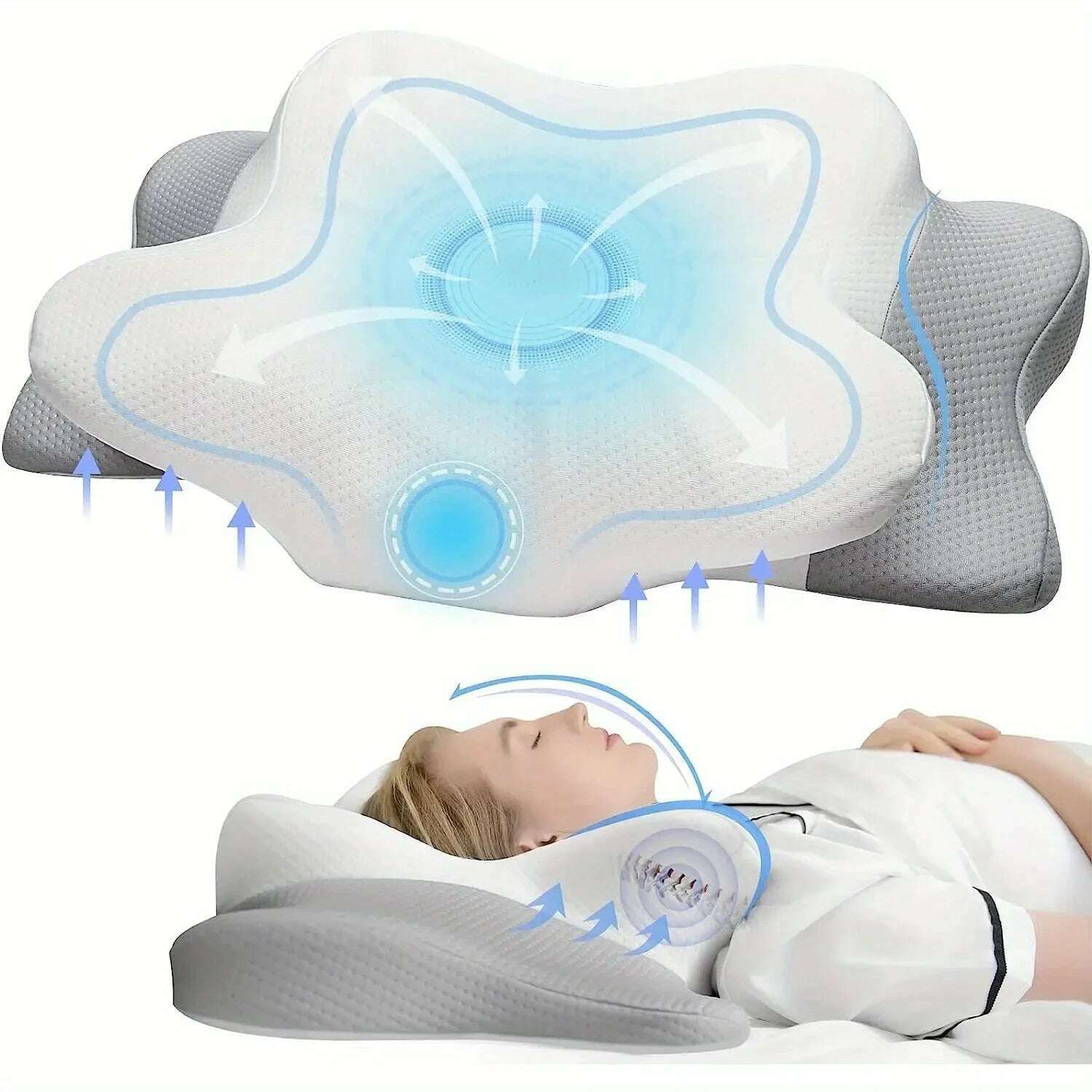 KIMLUD, 1pc Cervical Pillow Odorless Orthopedic Pillow for Neck and Shoulder Pain Memory Foam Neck Pillow Ergonomic Sleeping Home, KIMLUD Womens Clothes