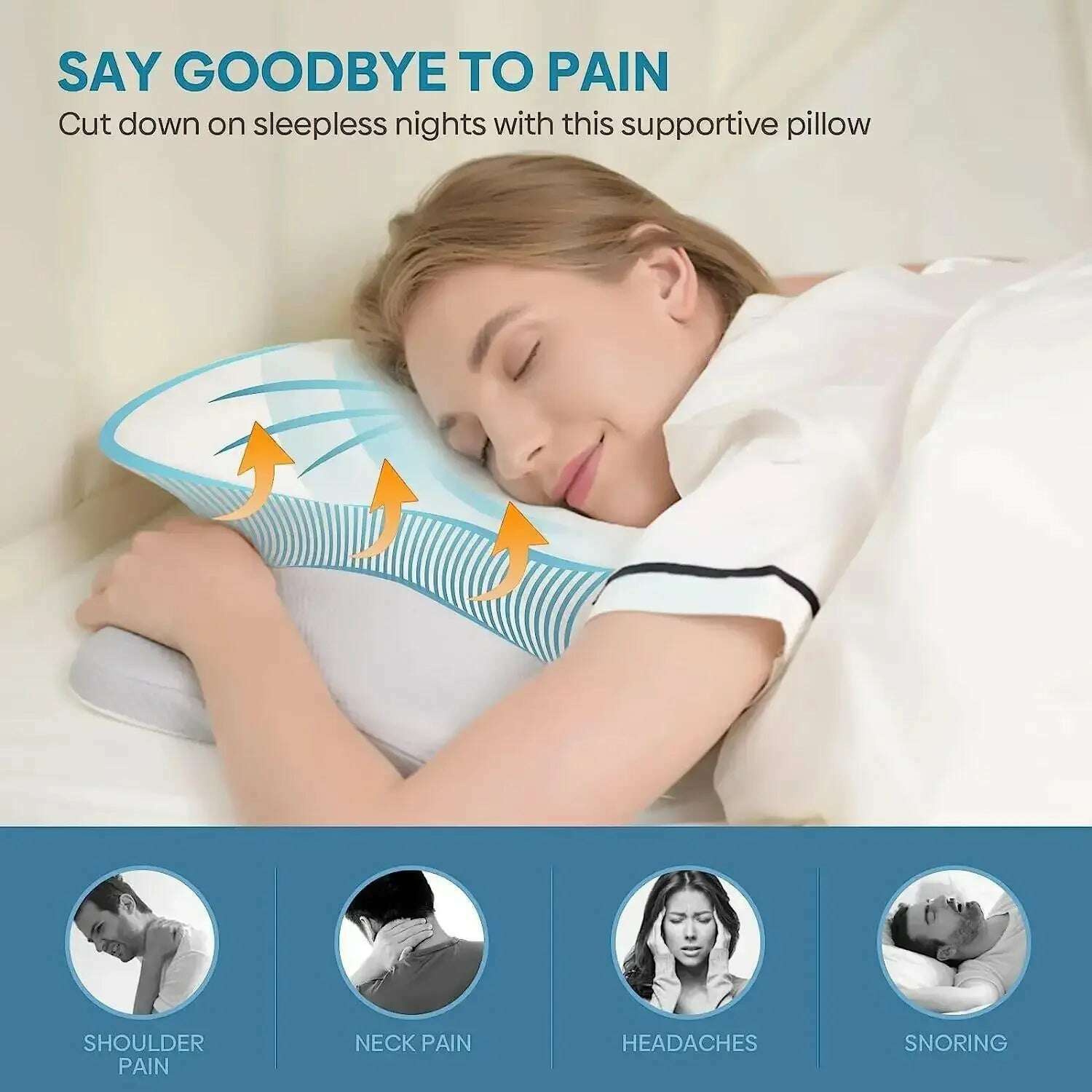 1pc Cervical Pillow Odorless Orthopedic Pillow for Neck and Shoulder Pain Memory Foam Neck Pillow Ergonomic Sleeping Home - KIMLUD