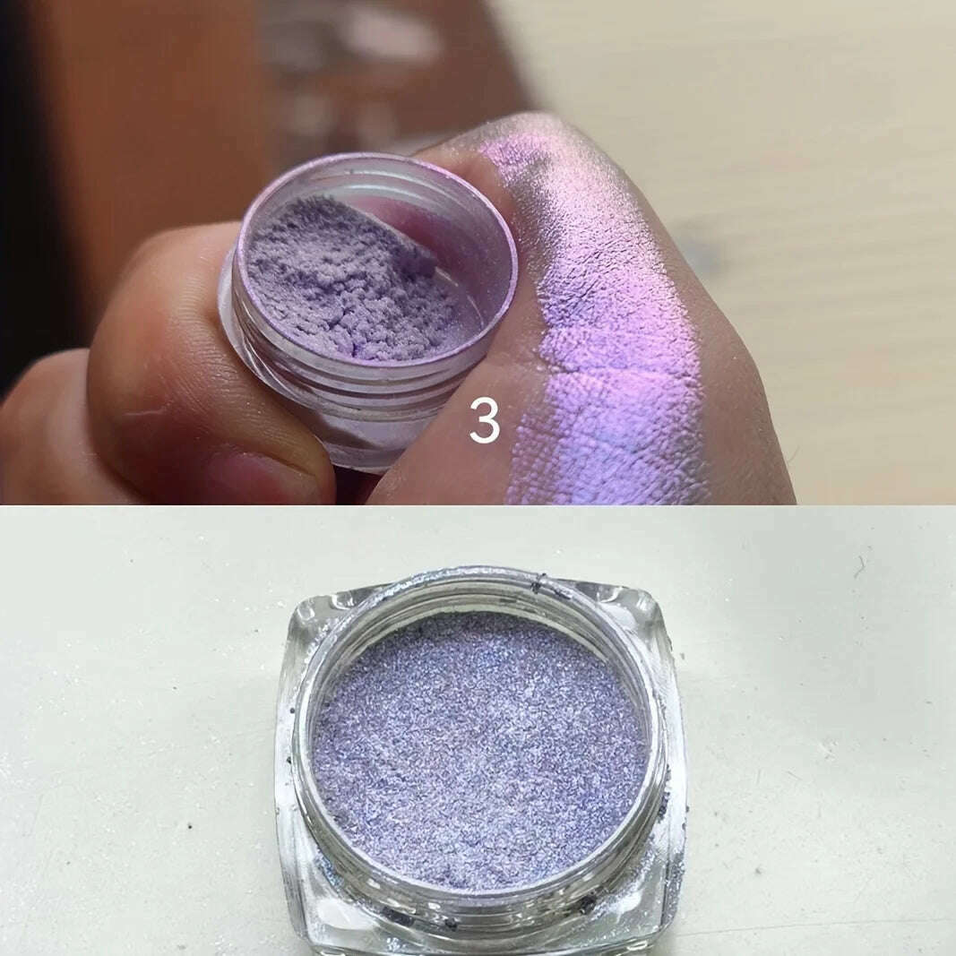 KIMLUD, 1PC Chameleon Glitter Eyeshadow Powder, Metallic Ultra-Fine Highlighter Chrome Blue Purple Shiny Powder, Multifunction Makeup, 03, KIMLUD APPAREL - Womens Clothes