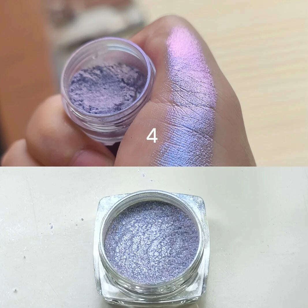 KIMLUD, 1PC Chameleon Glitter Eyeshadow Powder, Metallic Ultra-Fine Highlighter Chrome Blue Purple Shiny Powder, Multifunction Makeup, 04, KIMLUD APPAREL - Womens Clothes