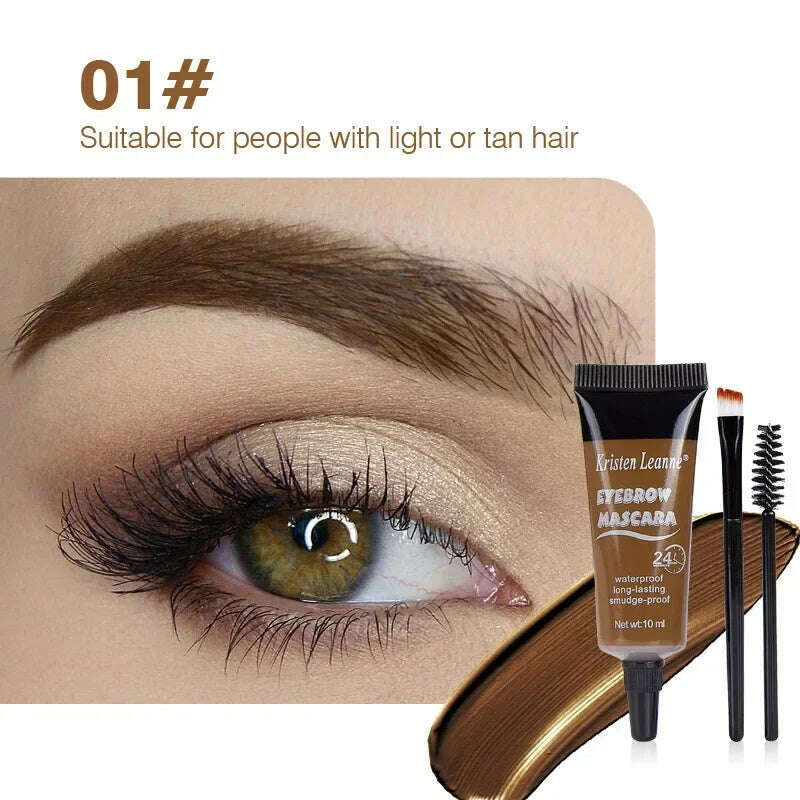 1PC Eyebrow Enhancers Cream Women Natural Liquid Dyeing Eyebrow Set Brow Tattoo Pigments Lasting Waterproof Eyebrow Gel - KIMLUD