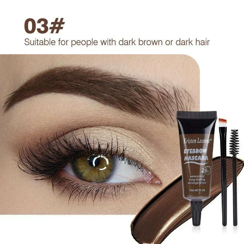 KIMLUD, 1PC Eyebrow Enhancers Cream Women Natural Liquid Dyeing Eyebrow Set Brow Tattoo Pigments Lasting Waterproof Eyebrow Gel, Color 3, KIMLUD APPAREL - Womens Clothes