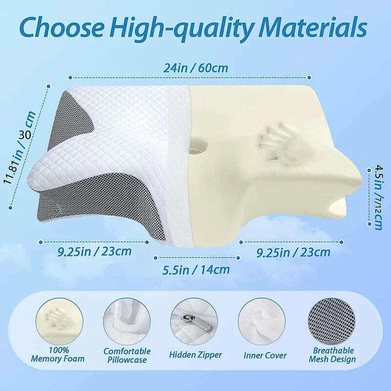 KIMLUD, 1pc Memory Foam Cervical Pillow, 2 in 1 Ergonomic Contour Orthopedic Pillow for Neck Pain, Contoured Support Pillows,Neck Pillow, KIMLUD Womens Clothes