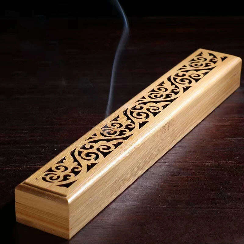 KIMLUD, 1pc Natural Bamboo Incense Burner With Laying Plate - Aromatherapy Wooden Box For Incense Storage And Burning, KIMLUD Womens Clothes