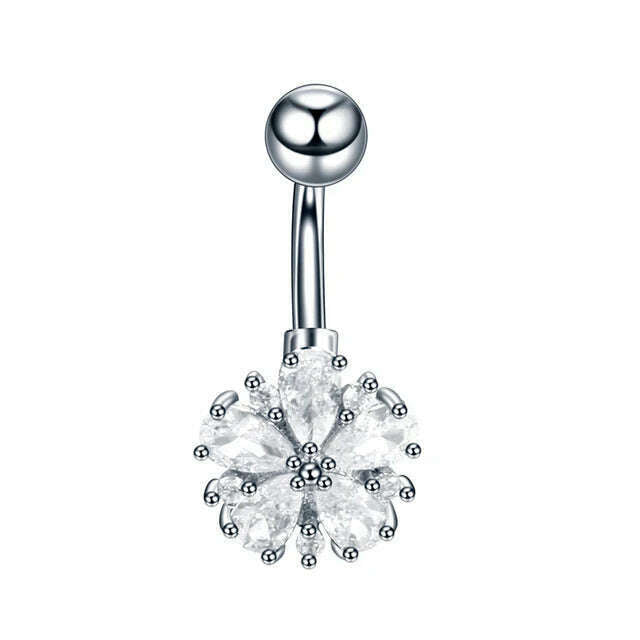 KIMLUD, 1Pc Surgical Steel Belly Button Ring Navel Nombril Piercing CZ Belly Ring Sexy Women Belly Piercing Body Jewelry Ombligo 14G, Style 8, KIMLUD APPAREL - Womens Clothes