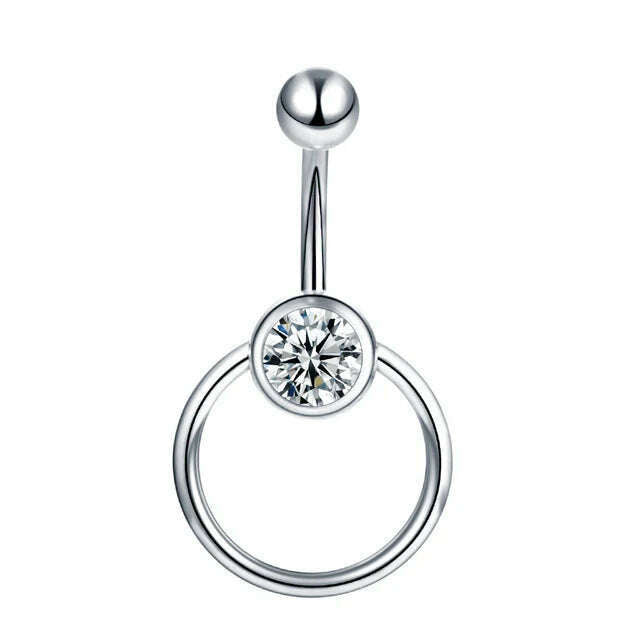 KIMLUD, 1Pc Surgical Steel Belly Button Ring Navel Nombril Piercing CZ Belly Ring Sexy Women Belly Piercing Body Jewelry Ombligo 14G, Style 12, KIMLUD APPAREL - Womens Clothes