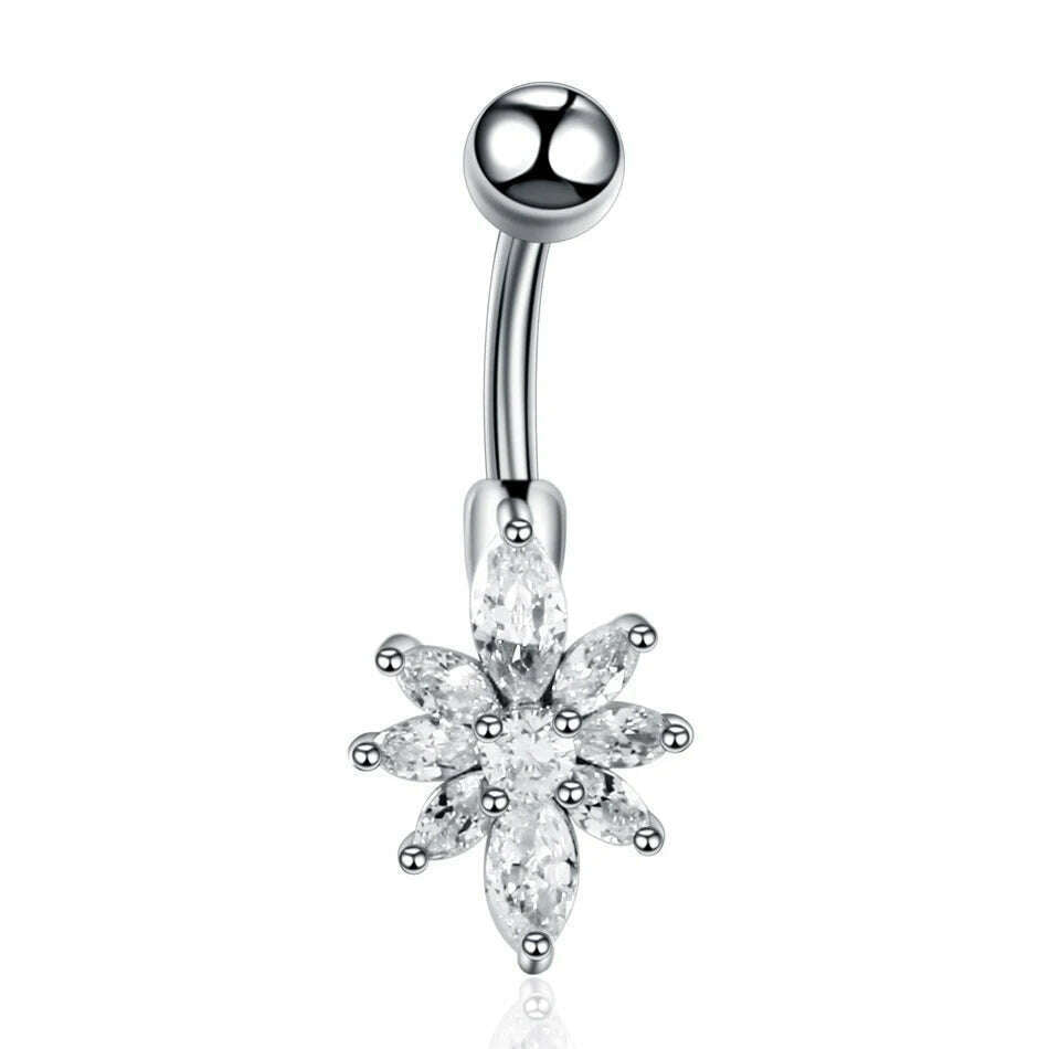 KIMLUD, 1Pc Surgical Steel Belly Button Ring Navel Nombril Piercing CZ Belly Ring Sexy Women Belly Piercing Body Jewelry Ombligo 14G, Style 17, KIMLUD APPAREL - Womens Clothes