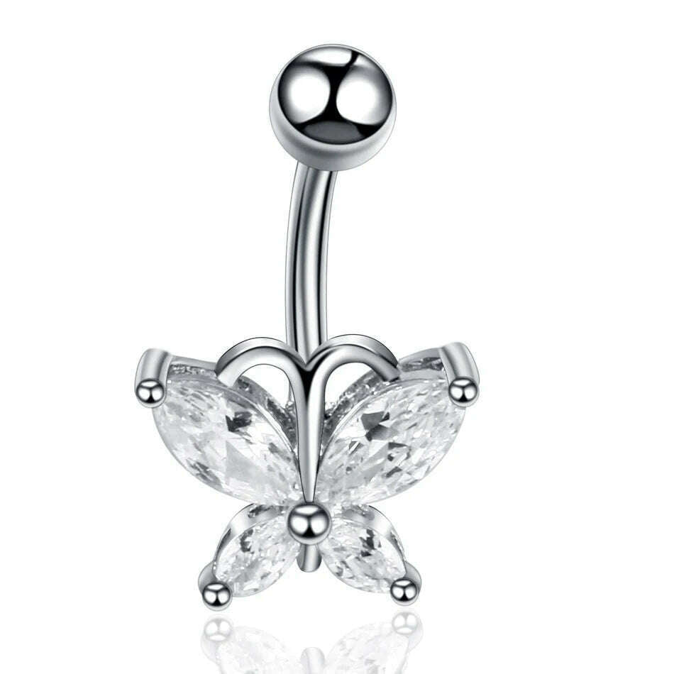 KIMLUD, 1Pc Surgical Steel Belly Button Ring Navel Nombril Piercing CZ Belly Ring Sexy Women Belly Piercing Body Jewelry Ombligo 14G, Style 16, KIMLUD APPAREL - Womens Clothes