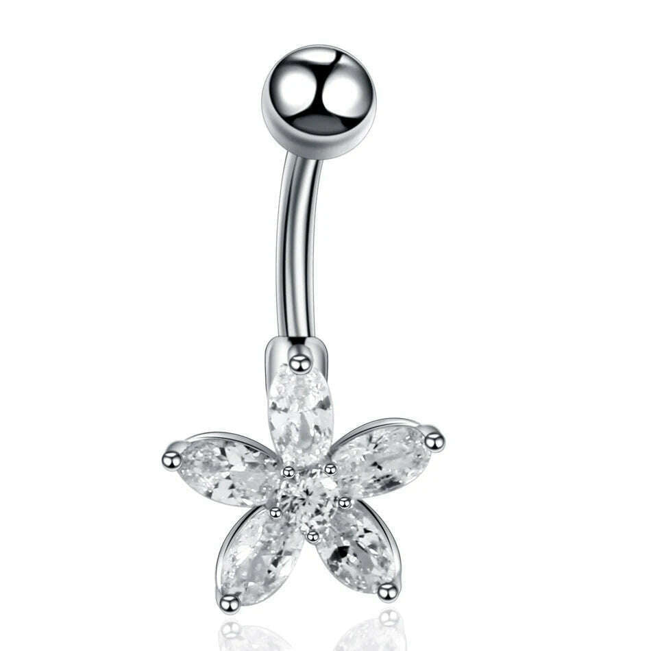 KIMLUD, 1Pc Surgical Steel Belly Button Ring Navel Nombril Piercing CZ Belly Ring Sexy Women Belly Piercing Body Jewelry Ombligo 14G, Style 18, KIMLUD APPAREL - Womens Clothes