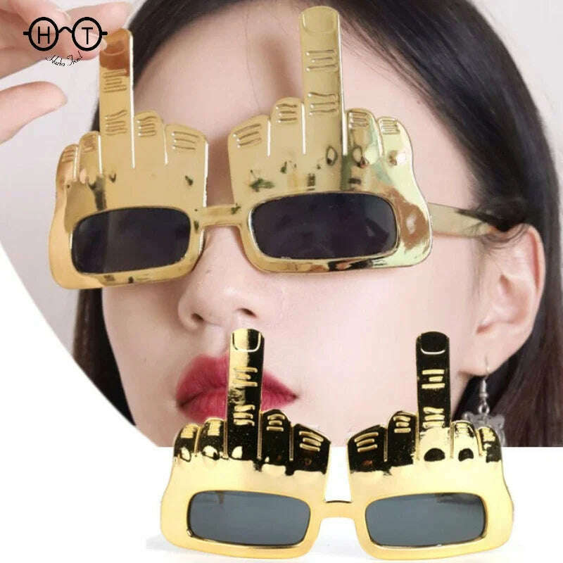 KIMLUD, 1pcs Creative Vertical Middle Finger Glasses Decoration Props Funny Sunglasses Dance Party Performance Selfie Props Glasses New, KIMLUD Womens Clothes