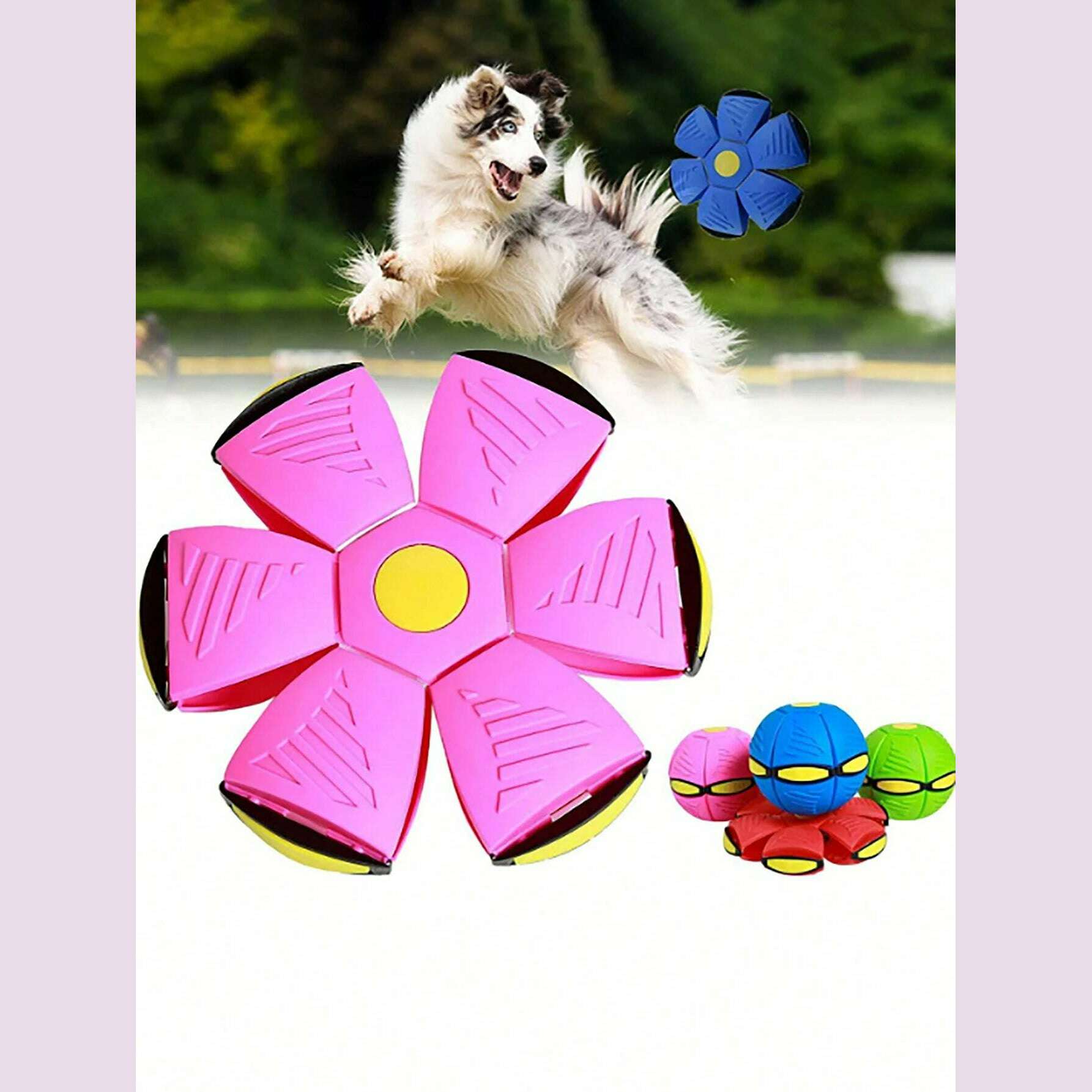 KIMLUD, 1pcs random color flying saucer deformation ball elastic stepping ball pet flying disc interactive pet training toy, KIMLUD Womens Clothes