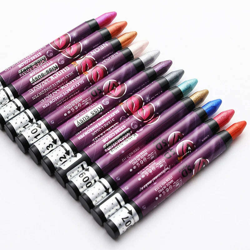 KIMLUD, 2 In 1 Glitter Eyeshadow Lipstick Pencil Stick Waterproof Pearl Silkworm Eye Shadow Pen Long-lasting Eyeshadow Make Up Cosmetic, KIMLUD Womens Clothes