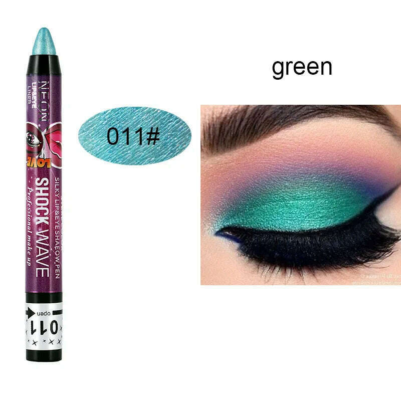 KIMLUD, 2 In 1 Glitter Eyeshadow Lipstick Pencil Stick Waterproof Pearl Silkworm Eye Shadow Pen Long-lasting Eyeshadow Make Up Cosmetic, 011, KIMLUD APPAREL - Womens Clothes