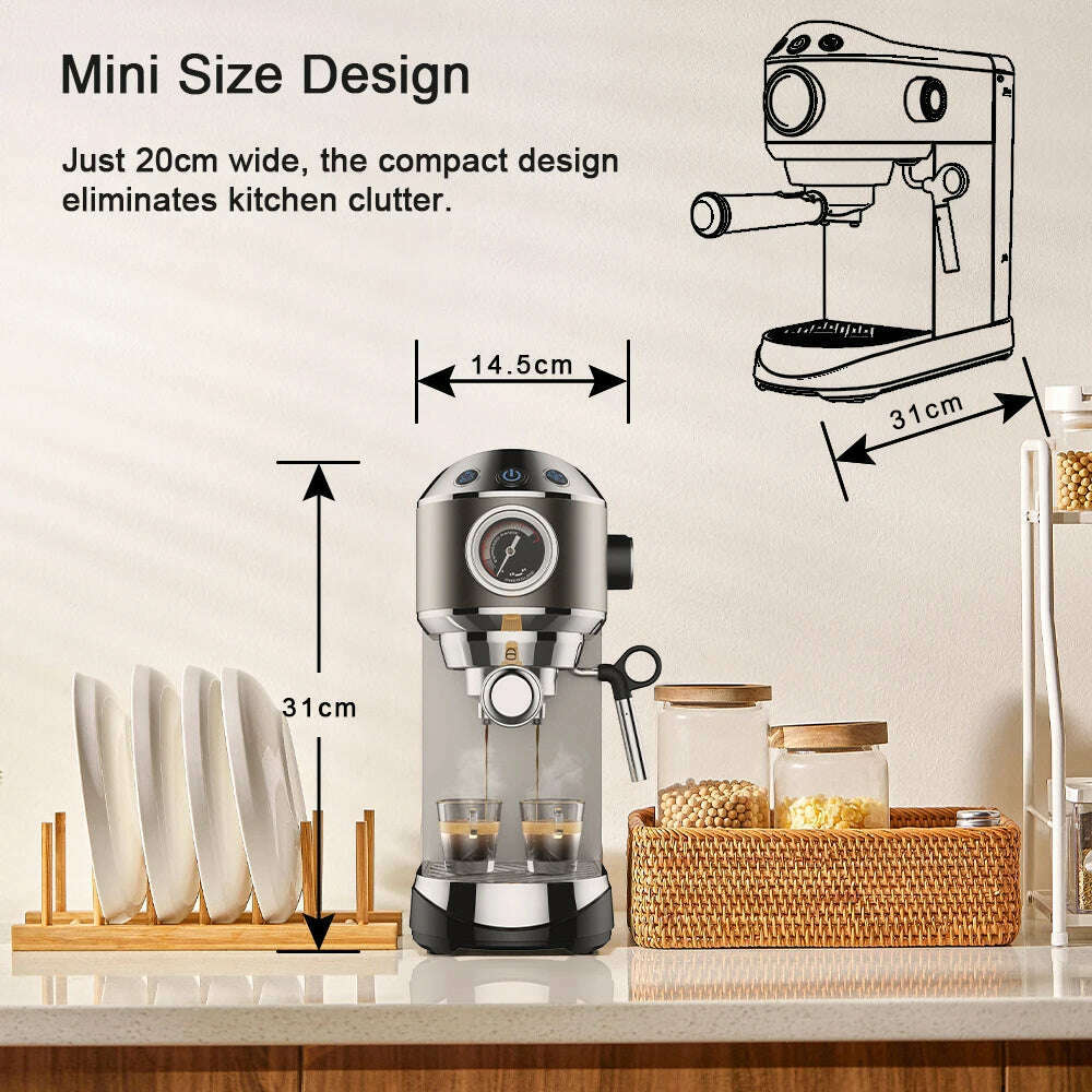 KIMLUD, 20 Bar Semi Automatic Powder Coffee Machine,with Milk Steam Frother Wand, for Espresso, Cappuccino, Latte and Mocha, KIMLUD Womens Clothes