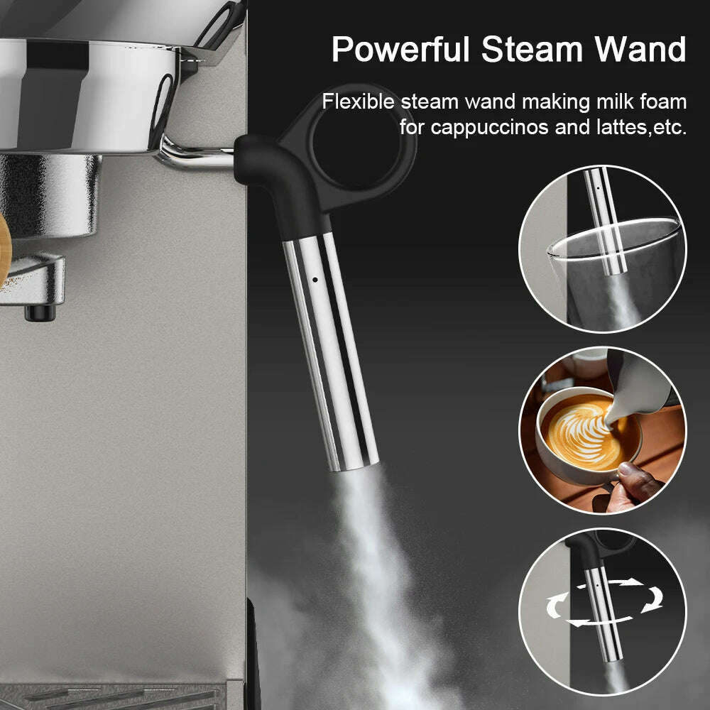 KIMLUD, 20 Bar Semi Automatic Powder Coffee Machine,with Milk Steam Frother Wand, for Espresso, Cappuccino, Latte and Mocha, KIMLUD Womens Clothes