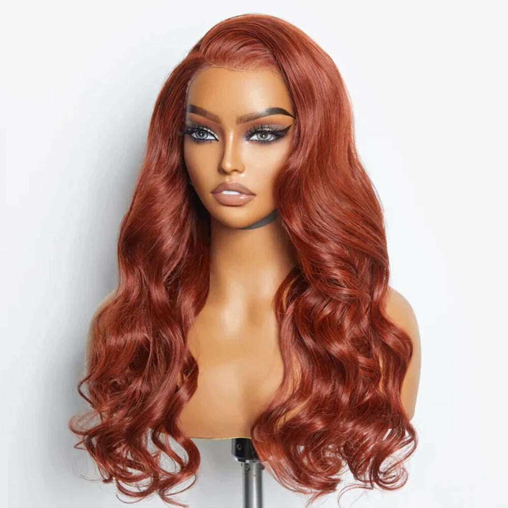 KIMLUD, 200% Density Brazilian 30 Inch Reddish Brown Body Wave 13x4 Lace Front Wig Human Hair 13x6 HD Lace Frontal Wigs For Women, 18inches / 13X6 Lace Wig / 200 Density | 3 working days, KIMLUD Womens Clothes