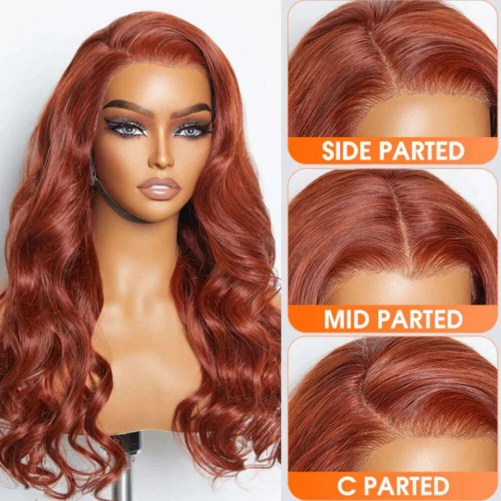 KIMLUD, 200% Density Brazilian 30 Inch Reddish Brown Body Wave 13x4 Lace Front Wig Human Hair 13x6 HD Lace Frontal Wigs For Women, KIMLUD Womens Clothes