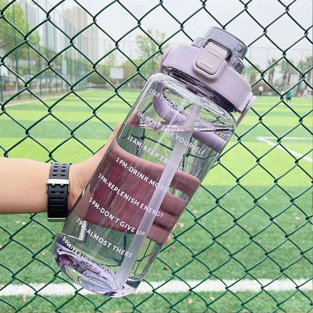 2000ml large capacity plastic straw water cup portable travel bottle sports fitness cup - KIMLUD