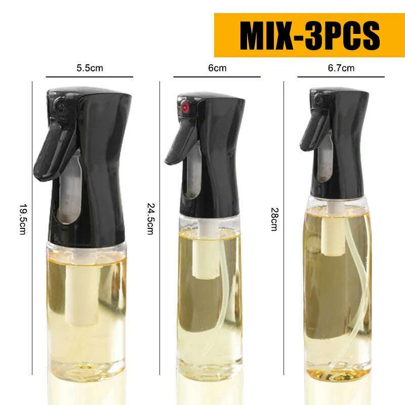 KIMLUD, 200/300/500 ML Oil Spray Pot Kitchen Household Edible Olive Oil Spray Bottle Atomized Misty Oil Tank Air Fryer Spray Bottle, MIX-3PCS, KIMLUD APPAREL - Womens Clothes