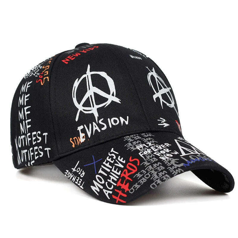 2019 new graffiti printing baseball cap 100%cotton fashion casual hat men and women adjustable sun caps hip hop dad hats - KIMLUD