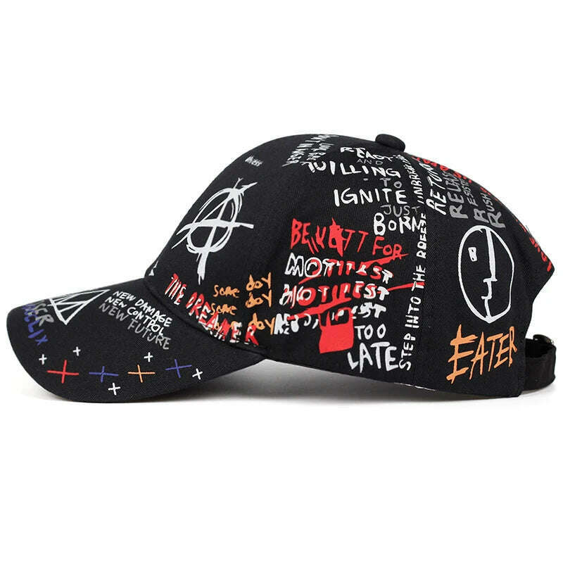 2019 new graffiti printing baseball cap 100%cotton fashion casual hat men and women adjustable sun caps hip hop dad hats - KIMLUD