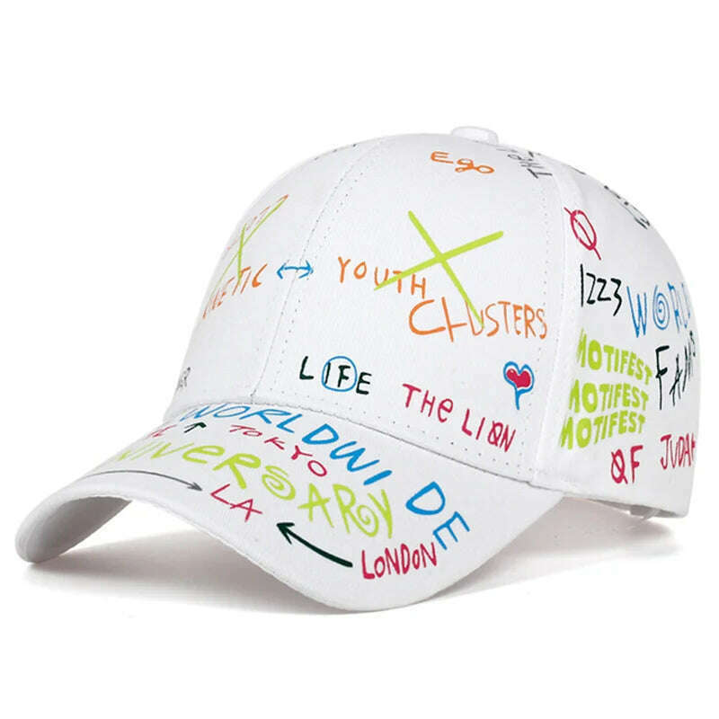 2019 new graffiti printing baseball cap 100%cotton fashion casual hat men and women adjustable sun caps hip hop dad hats - KIMLUD