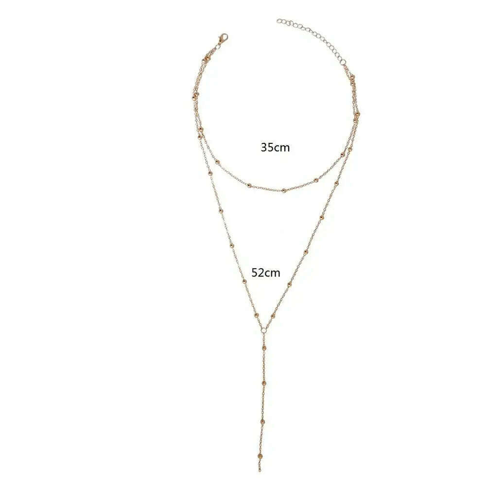 KIMLUD, 2021  New Fashion Necklace Bohemian Long Chain Women Double Layer Choker Jewelry Gift For Friend Wholesale Dropshipping Necklace, KIMLUD Womens Clothes