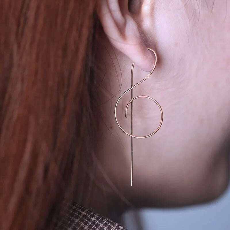 2021 Trendy Music Symbol Earrings for women Simple Treble Clef Note earrings fashionTemperament Female - KIMLUD