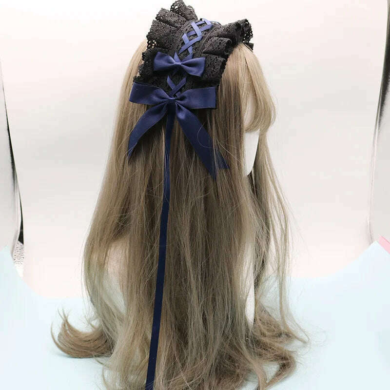 KIMLUD, 2022 Gothic Bowknot Sweet Hair Hoop Anime Maid Cosplay Headband Lolita Lace Flower Headwear Accessory Dropshipping, 9, KIMLUD APPAREL - Womens Clothes