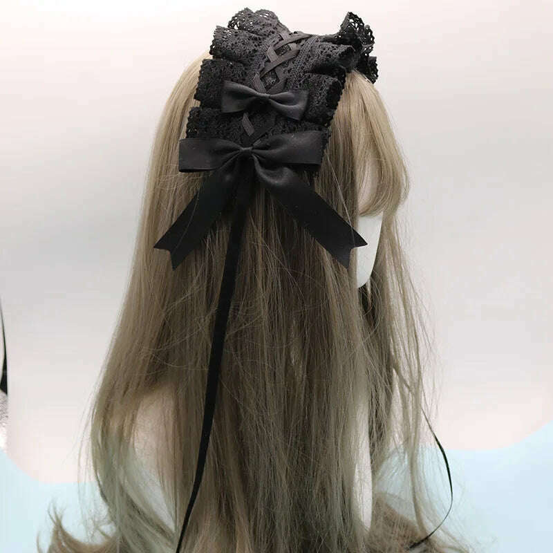 KIMLUD, 2022 Gothic Bowknot Sweet Hair Hoop Anime Maid Cosplay Headband Lolita Lace Flower Headwear Accessory Dropshipping, 10, KIMLUD APPAREL - Womens Clothes