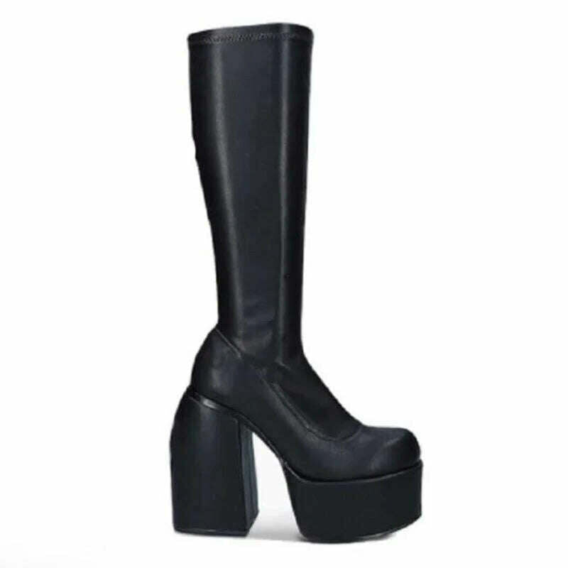 KIMLUD, 2022 New Boots Woman Over-the-Knee Platform Gothic High Heels Punk Style Rock Winter Women's Boots Size 35-43 Botas Femininas PU, KIMLUD Womens Clothes