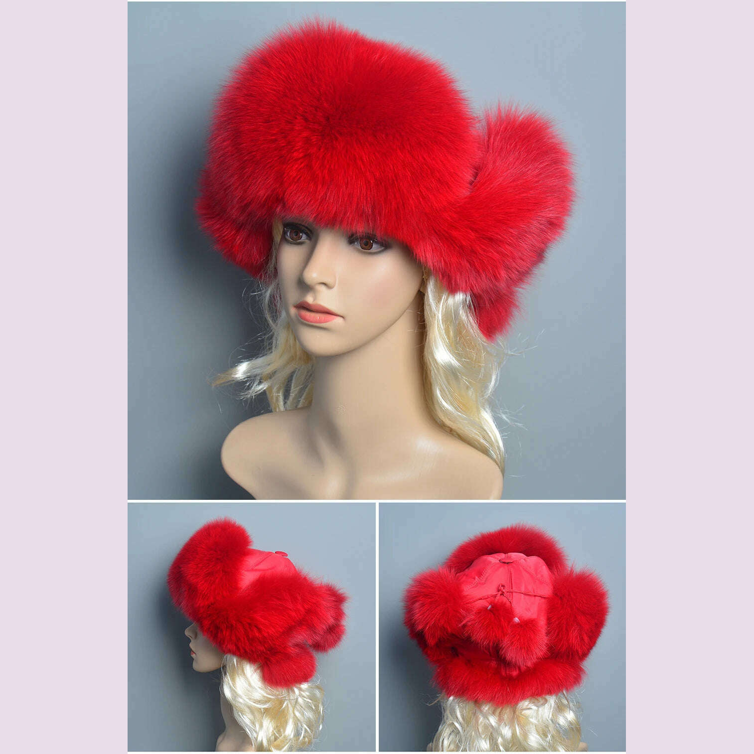 2023 100% Real Fox Fur Hats Women's Russian Ushanka Aviator Trapper Snow Skiing Hat Caps Earflap Winter Raccoon Fur Bomber Hat - KIMLUD