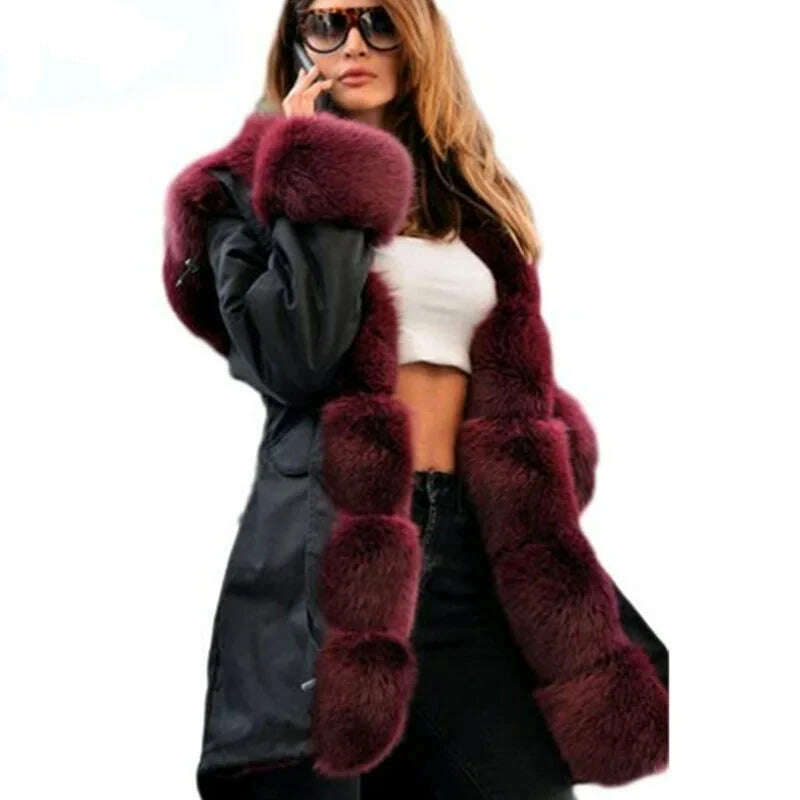 KIMLUD, 2023 Natural Real Fox Fur Jacke Coat Real Fox Fur Collar Cuff Hooded Coat Short Parka Long Camouflage winter jacket, 31 / S, KIMLUD APPAREL - Womens Clothes