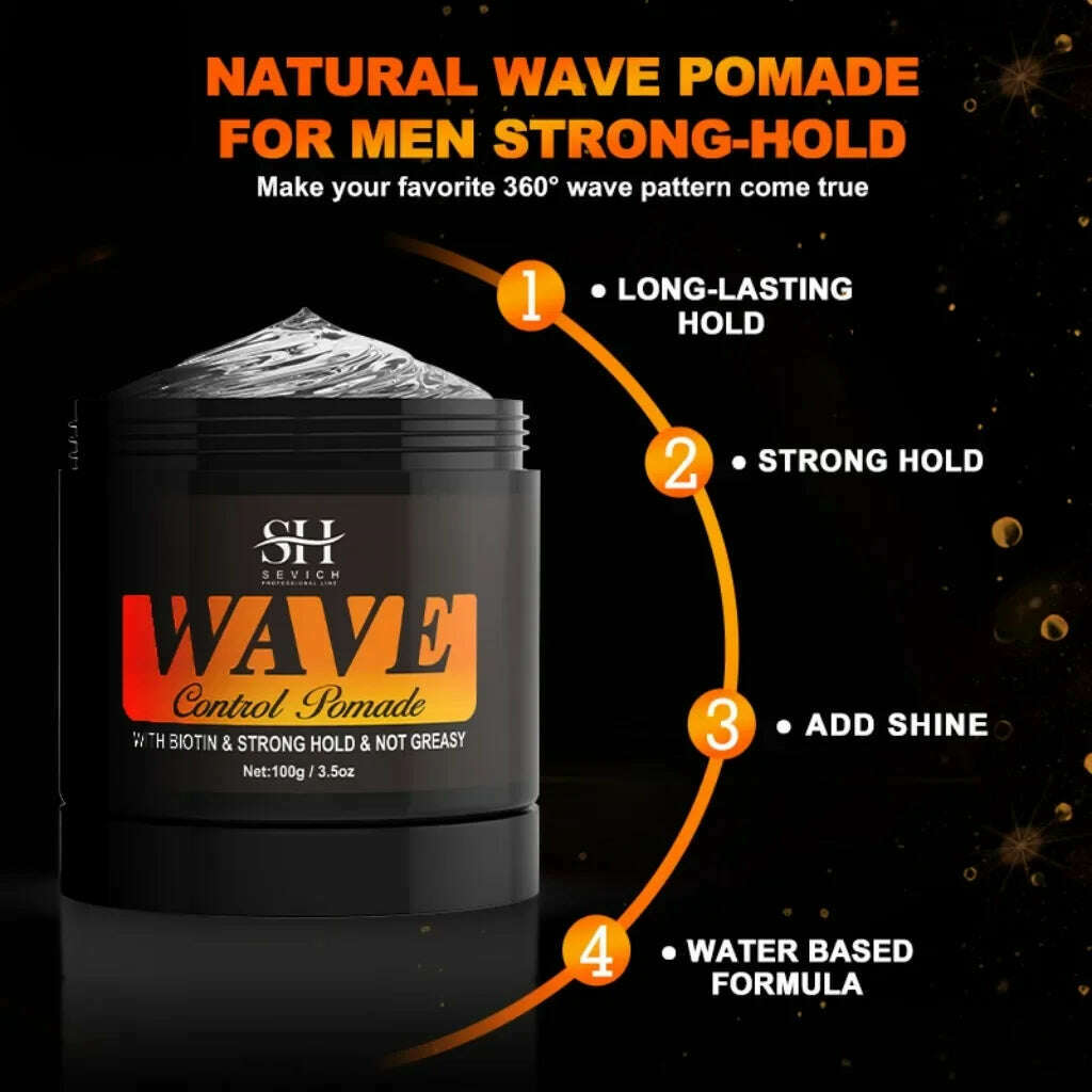 KIMLUD, 2023 Natural Wave Control for Black Men Strong Hold 360 Waves Layered Style Clay Wavy Grease Builder for Hair Silky Shine, KIMLUD Womens Clothes