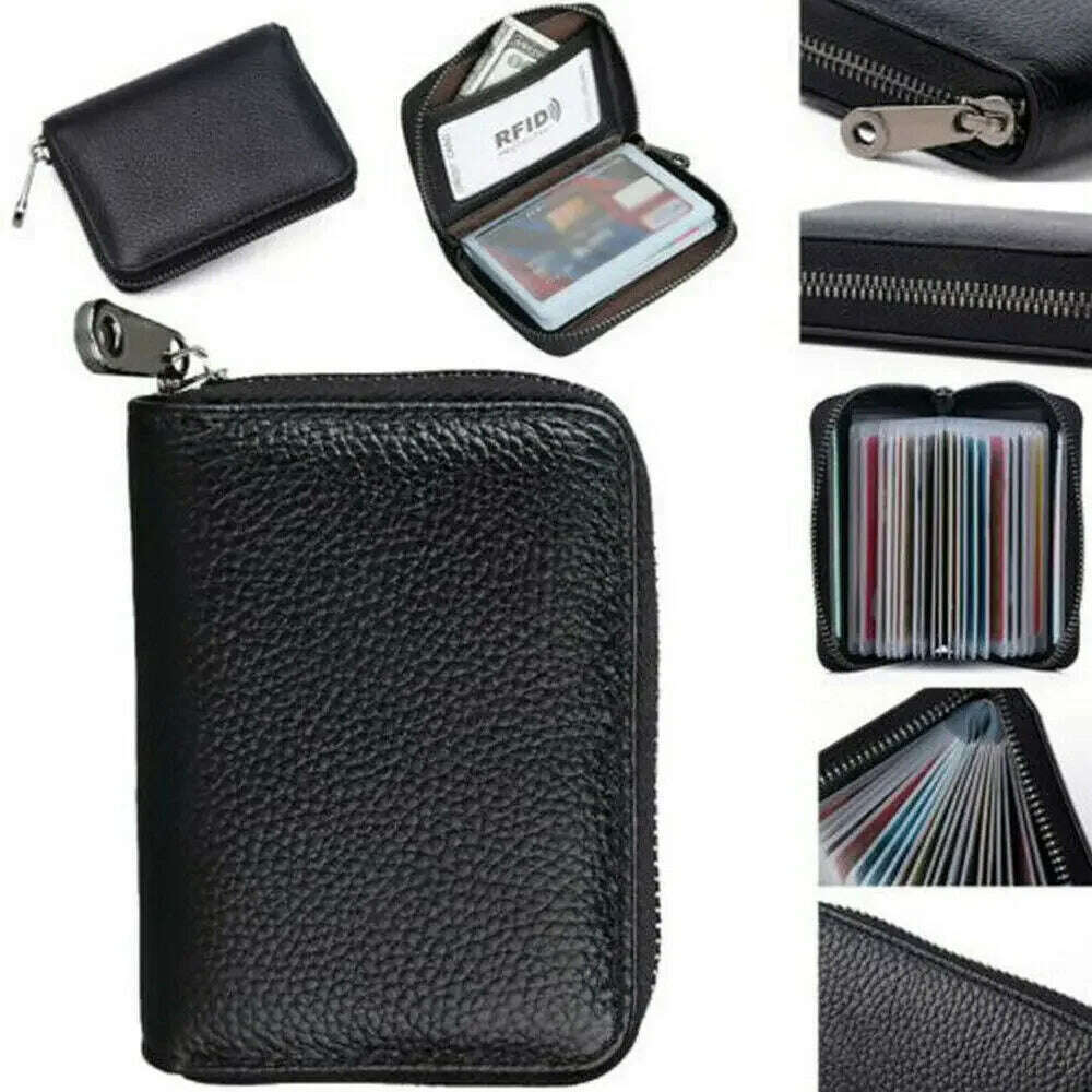 KIMLUD, 2023 New Mini Leather 20 Card Wallet Mini Leather Wallet Business Case Purse Holder RFID Blocking Carteira Masculina Porte Carte, KIMLUD Womens Clothes